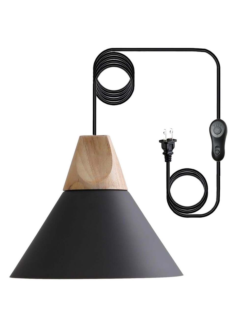Vivihobb Plug In Pendant Light 10 Inch Black And Wood